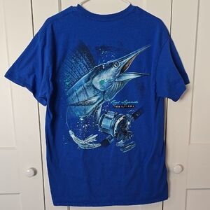Reel Legends Blue Graphic T-Shirt with Marlin Design